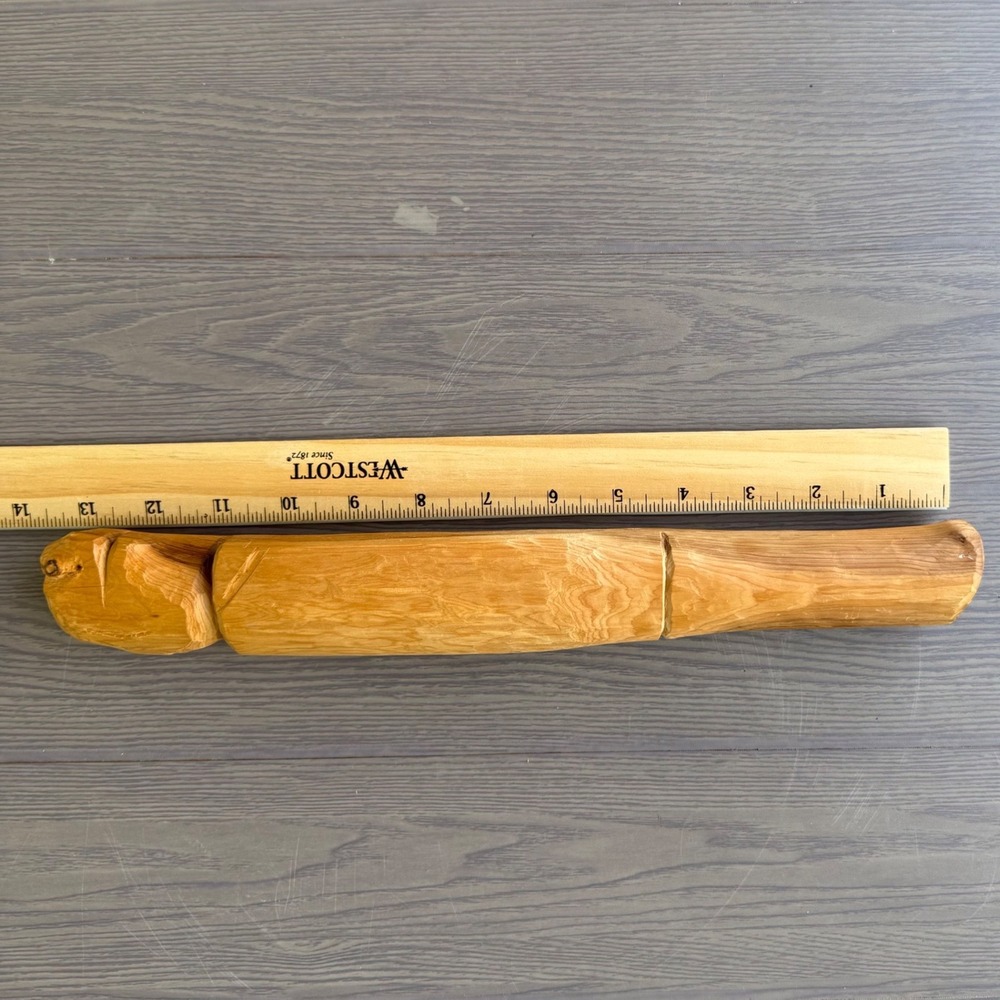 Vintage 1970 Primitive Folk Art Hand Carved American Red Cedar Sculpture EWC LBL